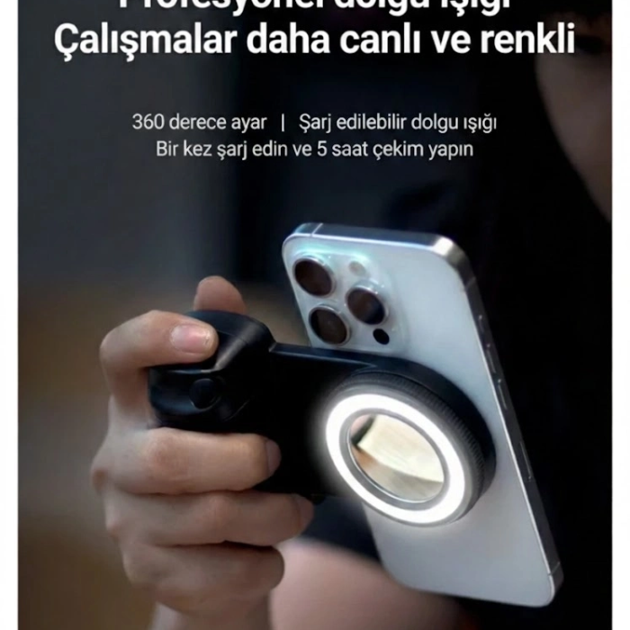 Bluetooth Manyetik Telefon Yapıştırma Kavrama Halka Dolgu Işığı İle Magsafe Selfie Klips